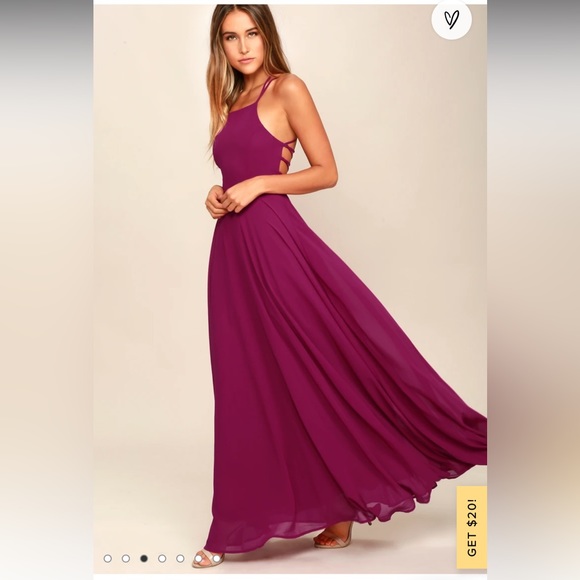 Lulu’s | Strappy To Be Here Magenta Lace-Up Maxi Dress - Picture 2 of 9